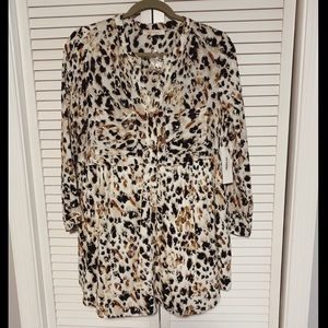 Long sleeve cheetah print tunic